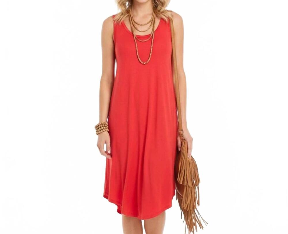 NEW LEITH beach side midi dress in red cayenne